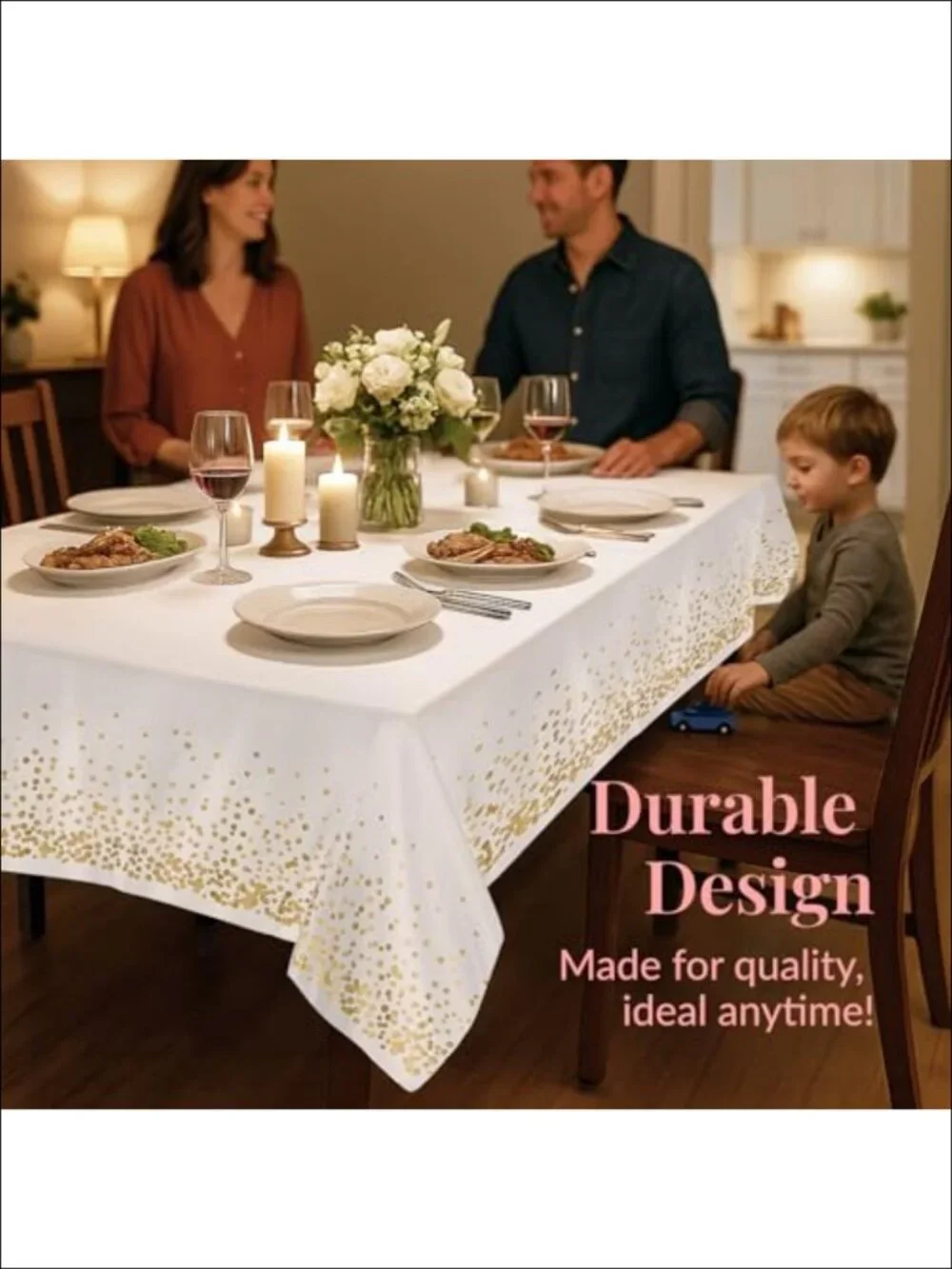 12 Pack Disposable Plastic Tablecloth 54x108 Inch Waterproof Stain Resistant